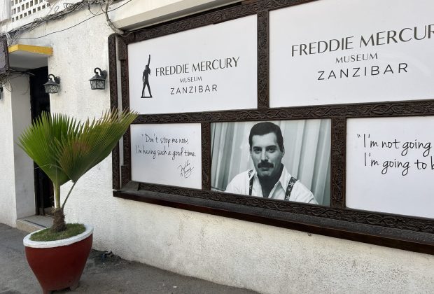 Freddie Mercury Museum storefront in Stone Town, Zanzibar